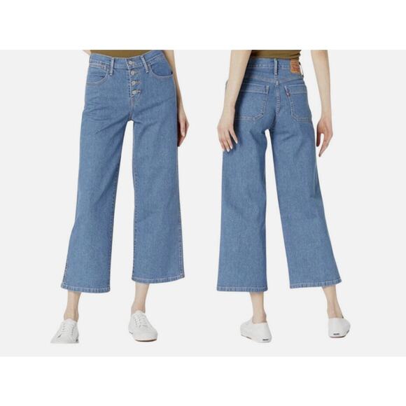 LEVI'S Mile High Cropped Wide Leg Button Fly Jean // 29 - Picture 1 of 8